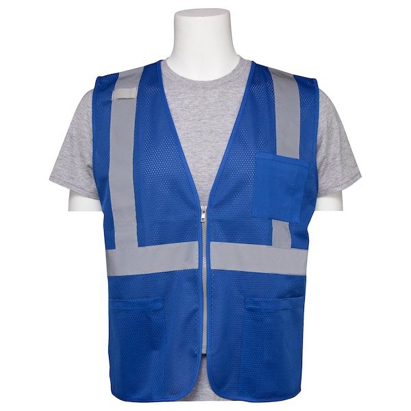 Deltaplus S863P Non-ANSI Mesh Safety Vest, Zip, 3 Pkts, Royal Blue, MD 63264 - main